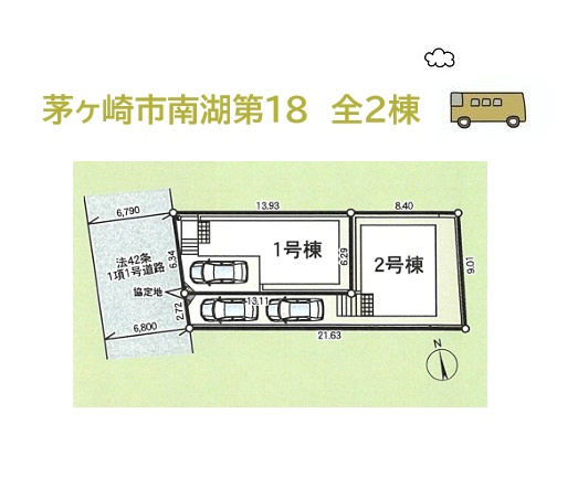 【区画図】 | 地震の揺れに耐える耐震性能・揺れを抑えて住宅へのダメージを抑える制震性能を兼ね備えたQUIEの安心住宅◎
お車は縦列２台駐車が可能です♪