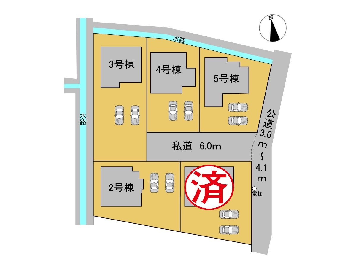 タマタウン　羽島市江吉良町　全5区画分譲の区画図|■区画図
■YAMADA電機の　ヤマダ不動産　株式会社リライフ　
いつでもお問合わせ下さい。