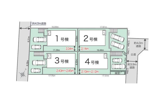福岡市南区若久6丁目第1-4棟（4号棟）の区画図|配置図（4号棟）