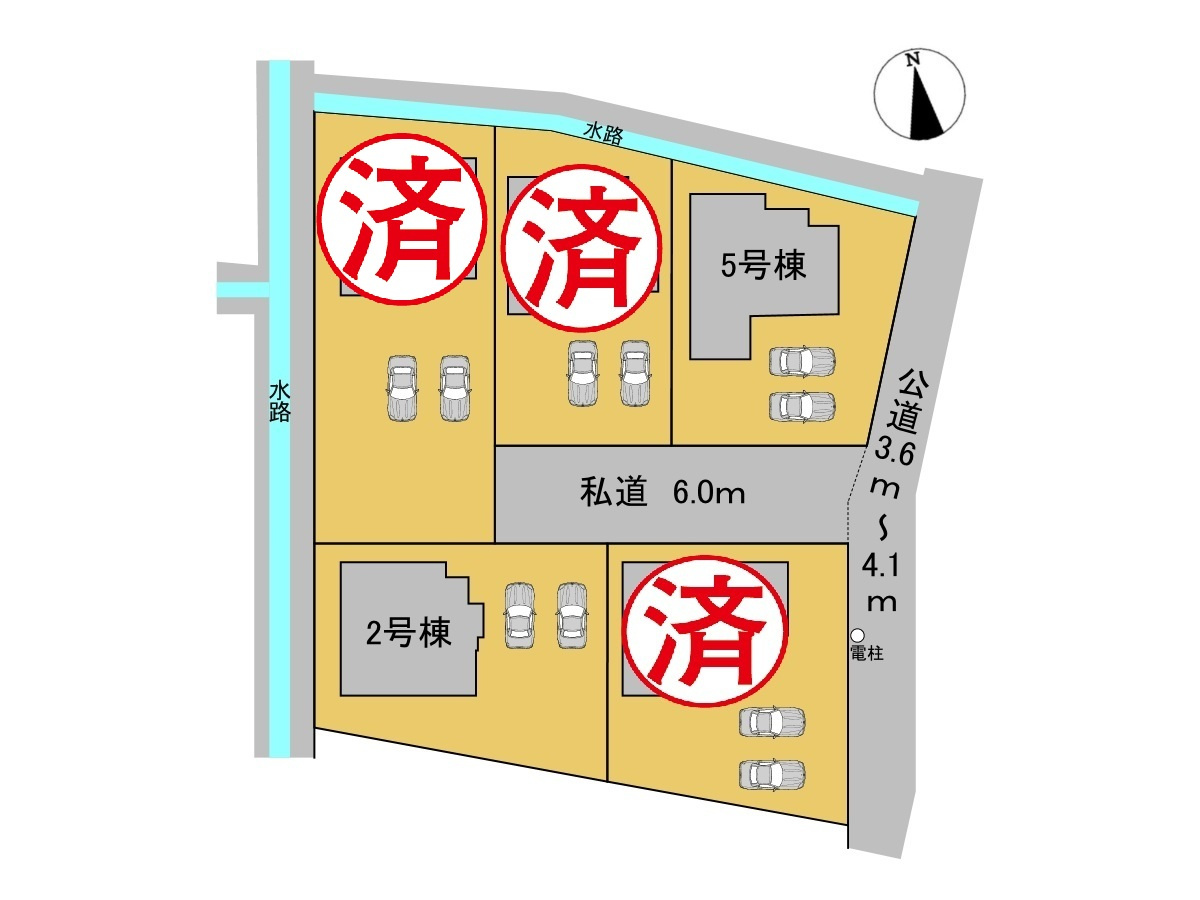 タマタウン　羽島市江吉良町　全5区画分譲の区画図|■区画図
■YAMADA電機の　ヤマダ不動産　株式会社リライフ　
いつでもお問合わせ下さい。