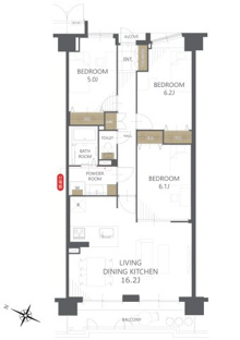 【間取り】シャルマンコーポ三島 