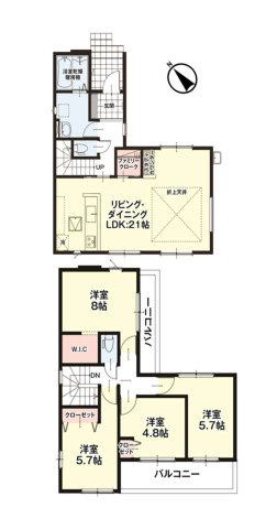 福岡市東区三苫２丁目第3-1棟（1号棟）　の間取り|全居室収納付きで便利です。
