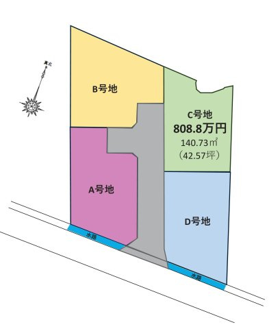 香南市野市町大谷　新築戸建　Ｃ号地の区画図|Ｃ号地