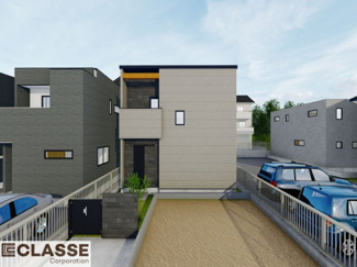 【外観パース】 | 宇治市木幡北山畑　新築戸建 | 一級建築士がこだわり抜いて設計したモデルハウス
家族時間と自分時間を楽しむシアタールームのある家