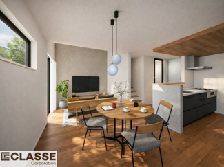 【その他】 | 宇治市木幡北山畑　新築戸建 | 造作カウンターを家族共有のワークスペースに。
勾配天井と天窓からの自然光で、集中しやすく、長時間でも心地よく使える空間です。