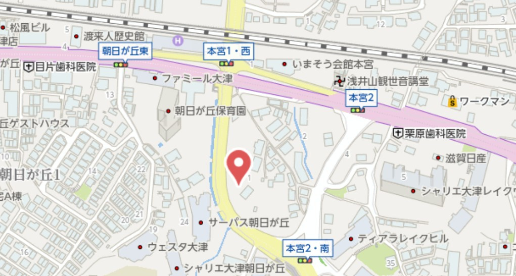滋賀県大津市本宮2丁目　建築条件なし土地の地図
