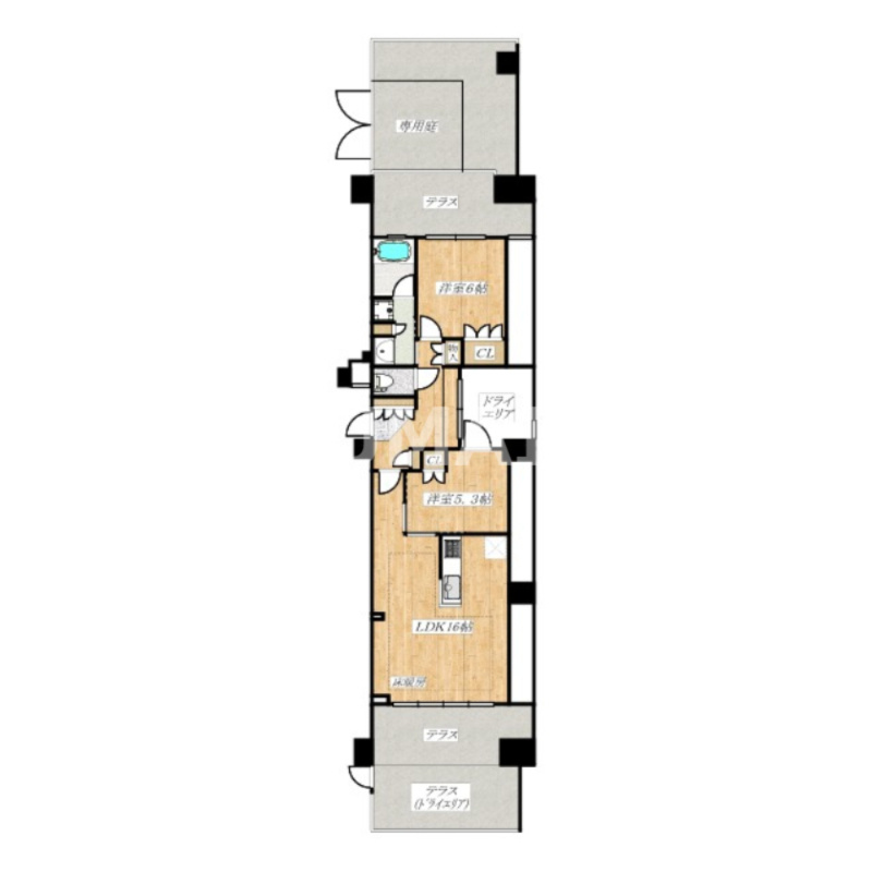 Theパームス西ヶ原の間取り|南東向きです
