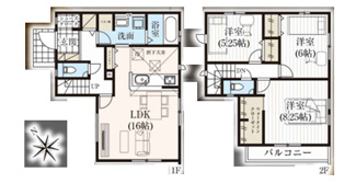 【間取り】 | 千葉市花見川区検見川町三丁目　新築分譲住宅２号棟 | 千葉市花見川区検見川町３丁目　２号棟　３LDK