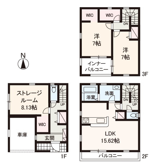 【間取り】 | Livele Garden.S松原天美東3期　2号棟 | 収納たっぷり、2SLDKの間取り。安心の耐震構造！ビルトイン車庫1台分有り(車種による)。