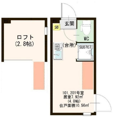 YRoom Ⅱ（ワイルームツー）の間取り|同建物内別部屋　敷金0