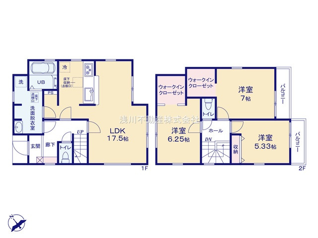 八王子市　寺田町　新築一戸建て　２期の間取り|～南東向き3LDK　洗面脱衣室にゆとりがある間取りです～