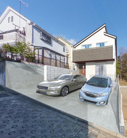 横浜市瀬谷区東野台 新築戸建て【仲介手数料無料】カースペース2台の外観パース