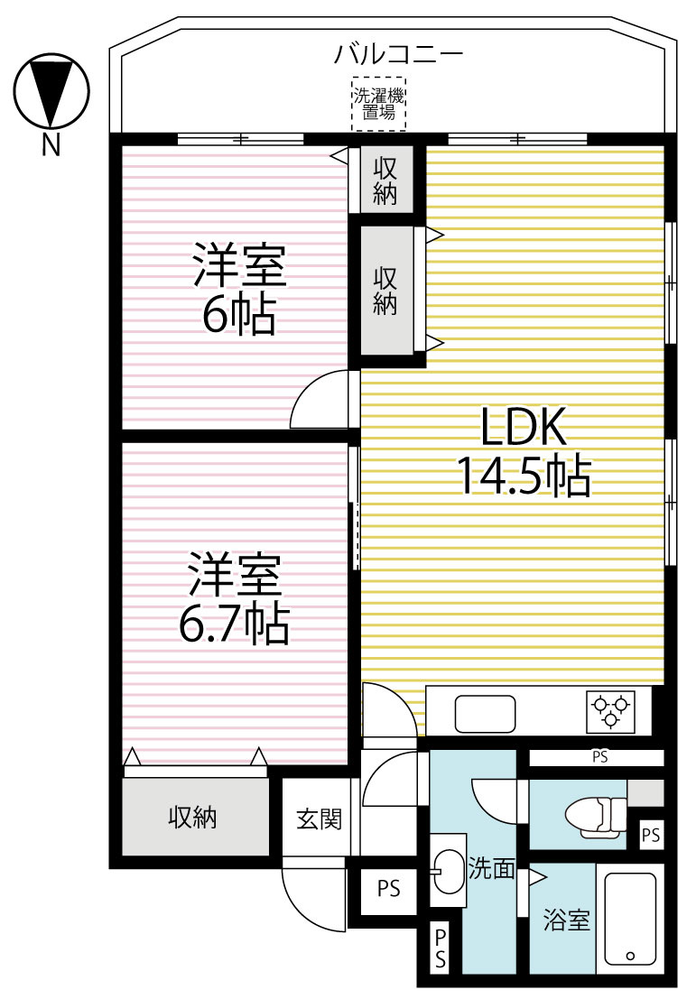 ◆室内リフォーム済み◆６階南西角住戸◆地下鉄東野駅徒歩１０分◆山科住宅Ｂ棟の間取り|間取り