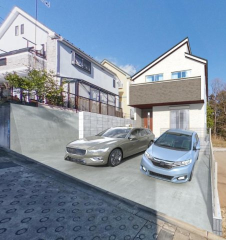 横浜市瀬谷区東野台 新築戸建て【仲介手数料無料】カースペース2台の外観パース