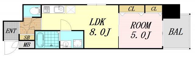 プレサンス心斎橋ニスト　仲介手数料無料の間取り