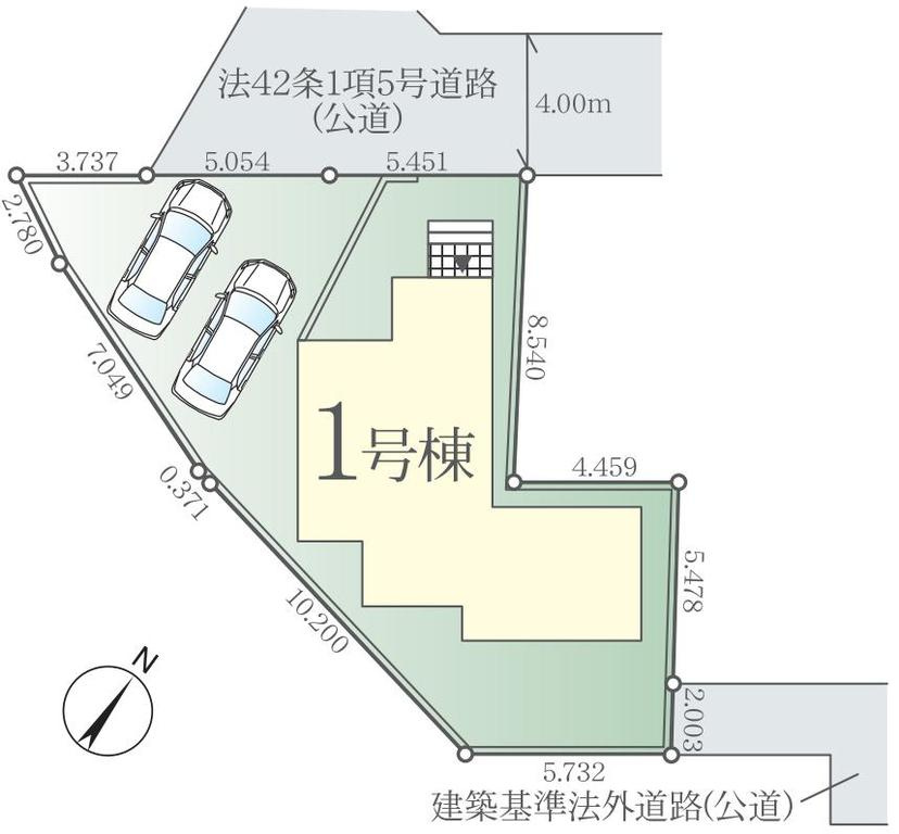 富士見市上沢３丁目の新築一戸建の区画図|間口が10ｍ以上あり開放感があります。