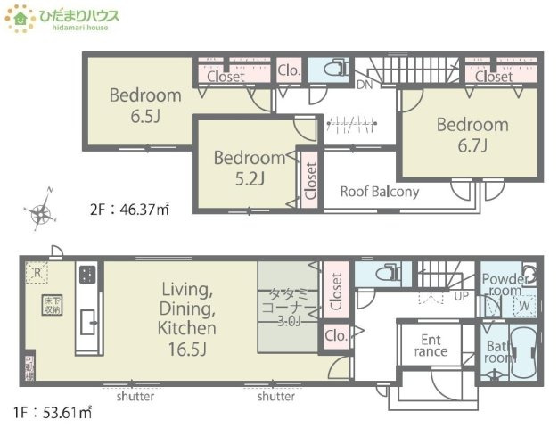 【間取り】 | 我孫子市青山第1期　新築戸建　1号棟 | リビングにはタタミコーナー完備！お子様の遊び場や家事スペースにも大活躍です☆
（1号棟）
