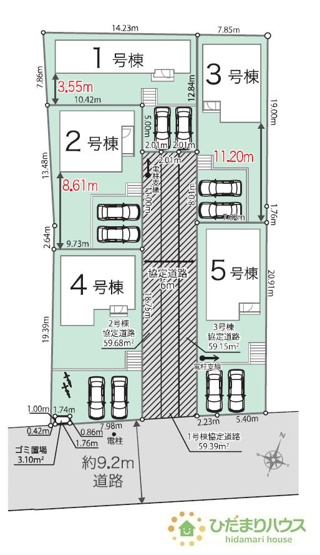 【区画図】 | 我孫子市青山第1期　新築戸建　1号棟 | 急な来客時にも安心な、並列駐車2台まで可能です(^^♪
（1号棟）
