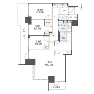【間取り】 | シエリアタワー大阪堀江 | 【間取り】高層階40階部分・南西角住戸になり眺望・採光・通風良好◎