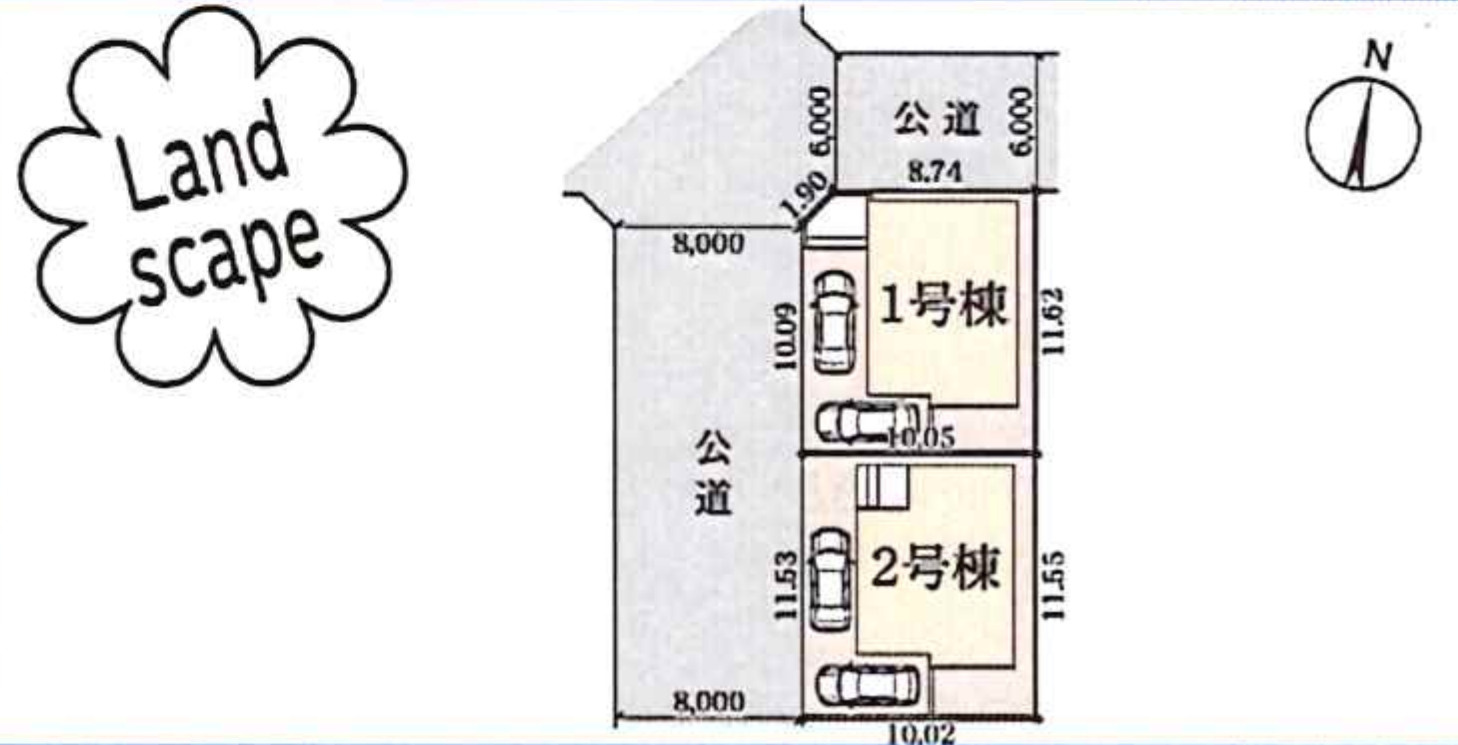横浜市戸塚区平戸２丁目 新築戸建て【仲介手数料無料】カースペース2台の区画図