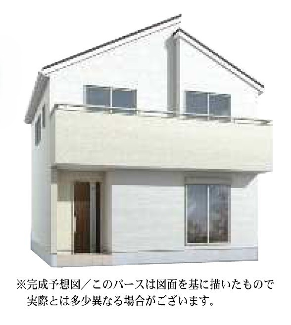 越谷市大沢　新築戸建　1号棟の外観パース