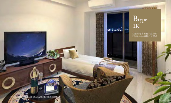 ソルテラスOSAKA千里丘駅前の居間・リビング|完全同一仕様