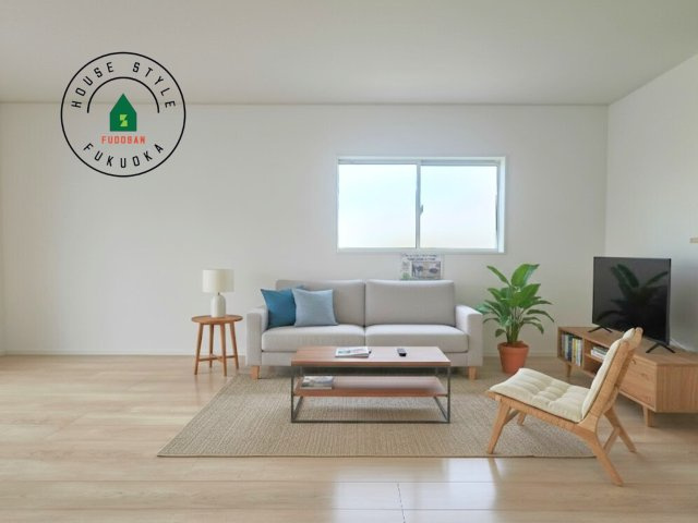 大野城市山田2丁目第5-1棟（1号棟）の内観：施工例|明るく開放的なリビングダイニングは豊かな陽光が注ぎ込み、やすらぎの空間を演出してくれます。ご家族で楽しいひとときをお過ごし下さい。※家具はCGを合成したものです。