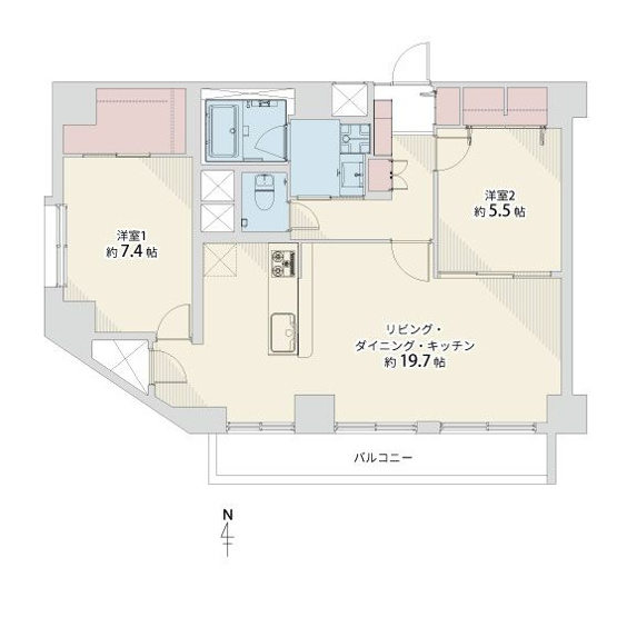 【間取り】 | 赤坂エクセル | 南向き2LDK。ペットOKなのでお探しの方におススメです。事務所利用もご相談可能です