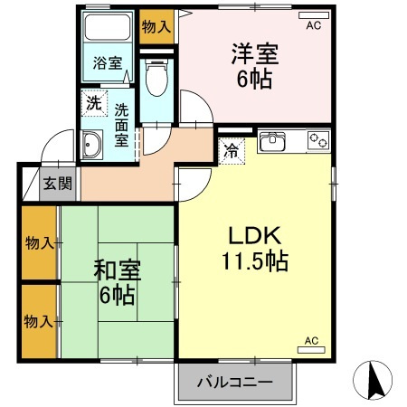 【間取り】 | ヴェル　フレール　C棟