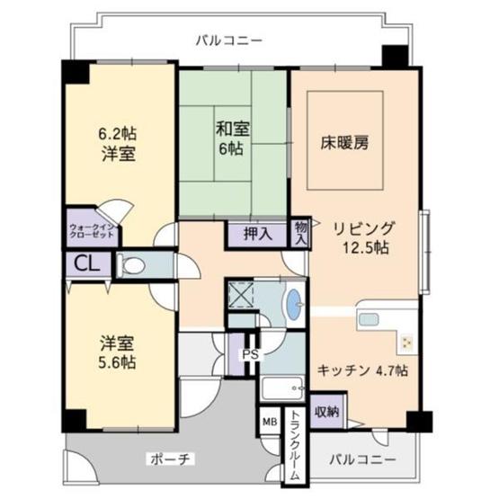 【間取り】 | ライフガーデン吾妻壱番館508号