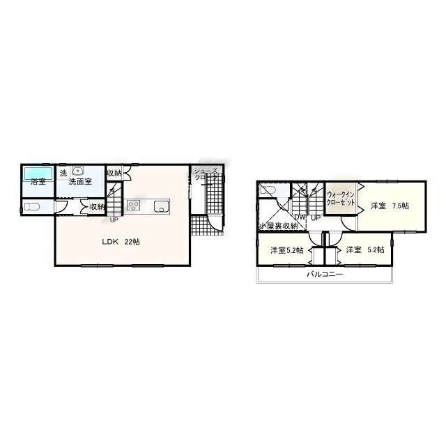 高知市福井町 新築一戸建て　の間取り|22帖の明るいLDKは家族が自然と集まる心地よさ。料理をしながら会話が弾む配置で、団らんの時間がより豊かになります。全室収納に加え、シューズクロークや小屋裏収納収納と充実しています。