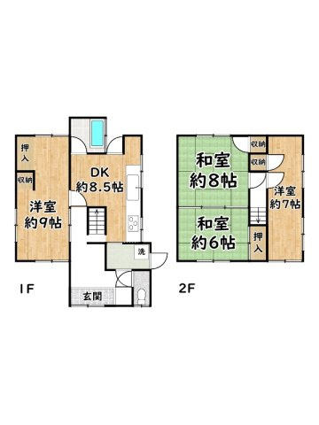 姫路市飾磨区阿成渡場/中古戸建の間取り