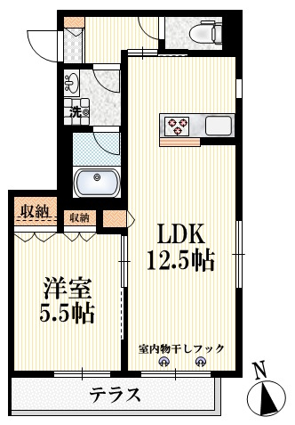 ルミエールの間取り|１フロア２世帯♪ゆとりある広さの南向き１ＬＤＫです