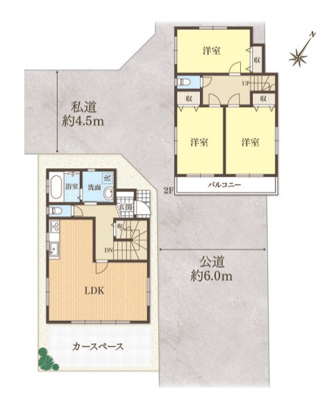 八王子市　東浅川町　中古戸建ての間取り|～南東向き3LDK　開放感のあるワンフロアリビングの間取り～