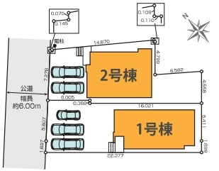入間市扇台１丁目の新築一戸建の区画図|【１号棟】並列３台駐車可能♪