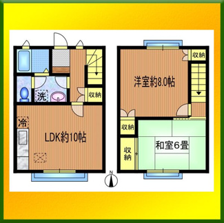 【間取り】 | U&U B棟 | 室内の写真は別号室のものとなります。