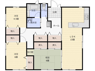 美咲町打穴中　３LDK＋S　戸建借家の間取り