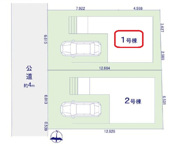 所沢市南住吉・全2棟　新築一戸建　1号棟　～3階建～の区画図|【全2棟・1号棟】整形地・土地面積83.30平米（約25.19坪）
