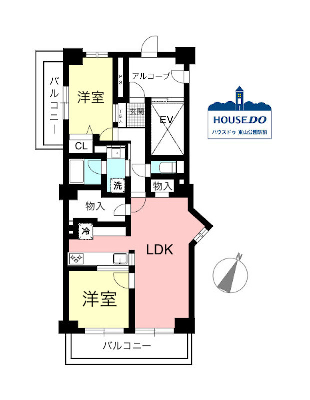 リノベ済！南東向きモダンな9階角部屋！グリーンハイツ外堀通りの間取り|専有面積73.39㎡、バルコニー面積16.68㎡の角部屋です。