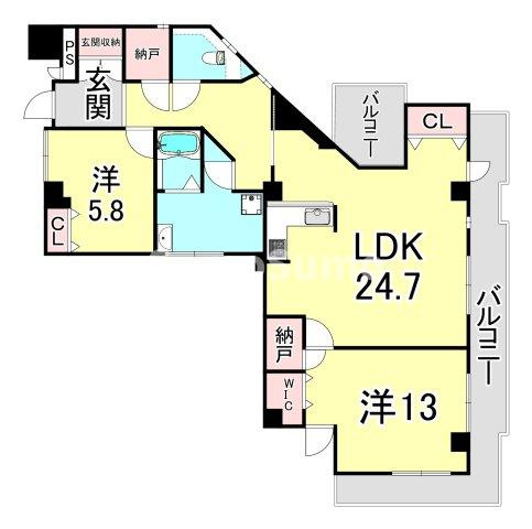 芦屋ニューコーポⅠ番館の間取り