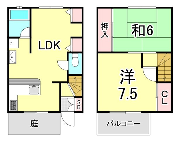 上之町テラスハウス（23-7）の間取り
