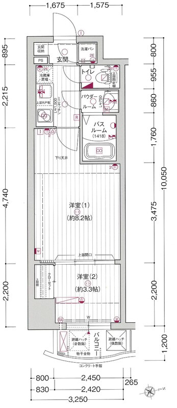 エグゼ難波東の間取り