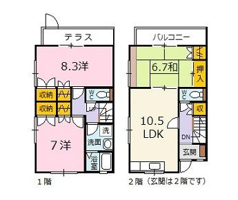 コーポ上迫の間取り|玄関は２階です