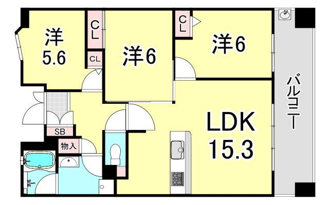 サンメゾン西宮北口ヴァンエレーブの間取り
