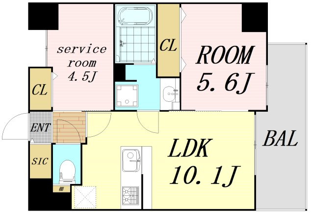 ルイレジデンス弁天町　仲介手数料無料の間取り