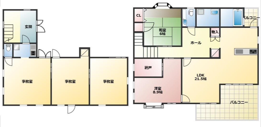 古閑中町　店舗付き住宅の間取り