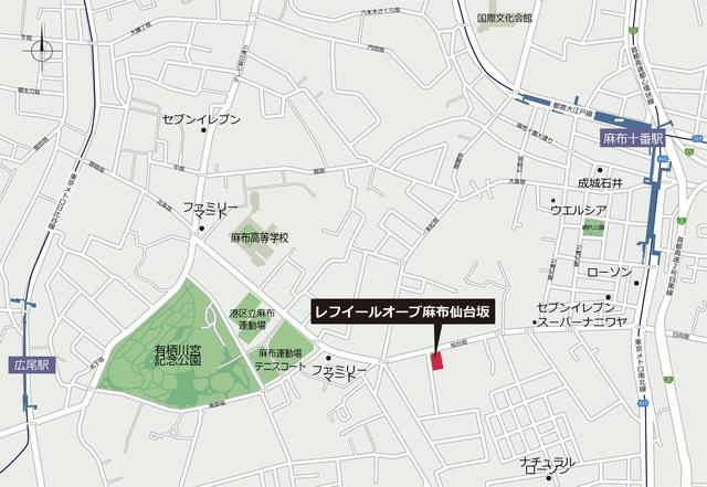 レフィールオーブ麻布仙台坂の地図