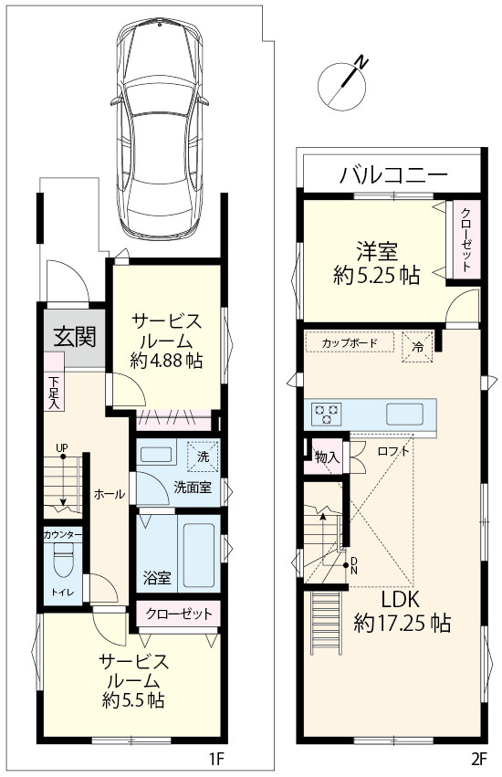 2階リビングの為、窓を開け放っても人目の気にならないくつろぎの空間17.25帖
