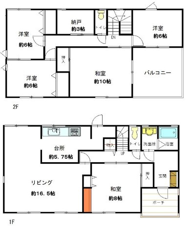 【中古】日高市中鹿山軽量鉄骨中古住宅の間取り|ゆとりある間取りです
