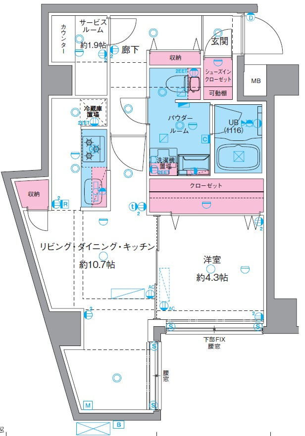 墨田区東向島４丁目の賃貸マンションの間取り